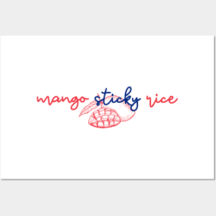 mango sticky rice - Thai red and blue - Flag color - with sketch Posters and Art